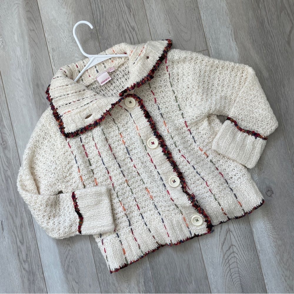 Xhilaration Y2K Cardigan Sweater vintage womens Cream (xlarge) collared bib crop